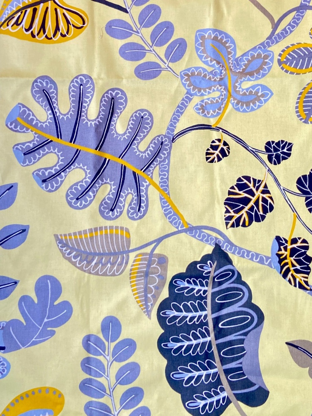 Waverly A New Leaf Modern Essentials Fabric 36x57 Yellow Botanical Cotton VTG